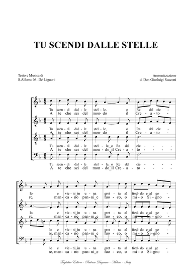 TU SCENDI DALLE STELLE - Arr. for SATB Choir (arr. G.L. Rusconi)