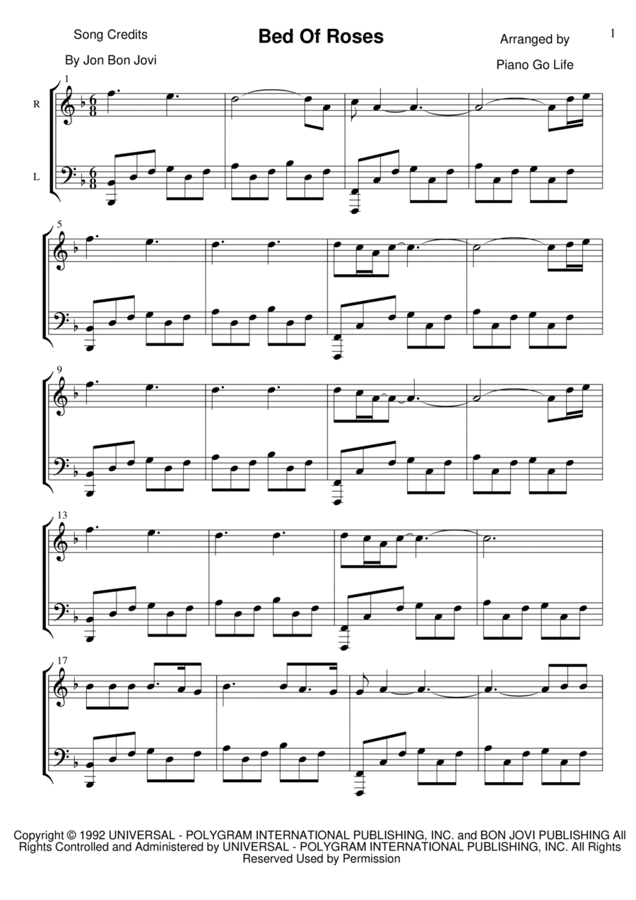Bed Of Roses (arr. Piano Go Life)