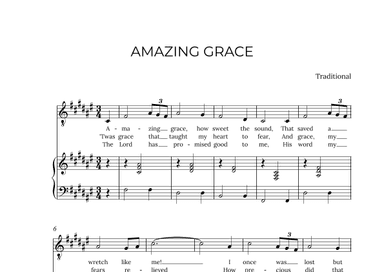 AMAZING GRACE - for piano and tenor in F# major (arr. Alex Nunes Rodrigues)