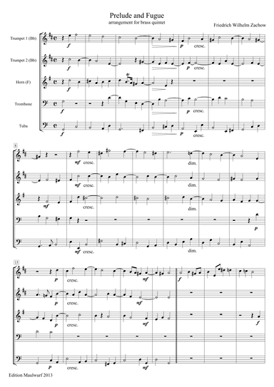 Zachow Prelude and Fugue (arr. Edition Maulwurf)