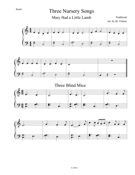 Three Nursery Songs (arr. Micheal Vickers)