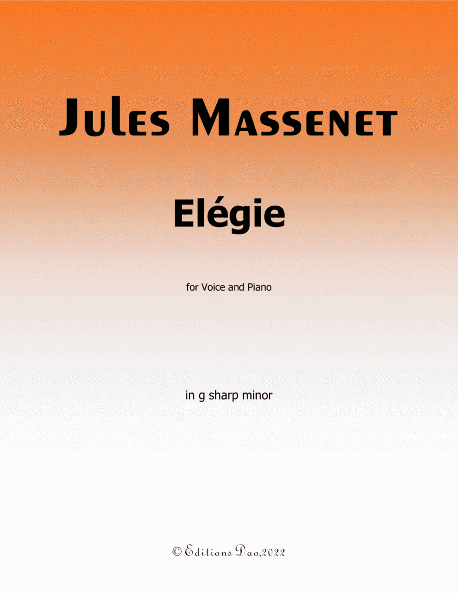 Élégie, by Massenet, in g sharp minor (arr. Editions Dao)