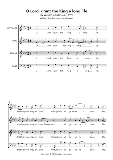 O Lord, grant the King a long life (SATB) (arr. Andrew Henderson)