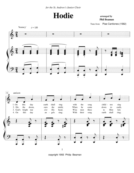 Hodie - 2 part choral (arr. Phil Beaman)