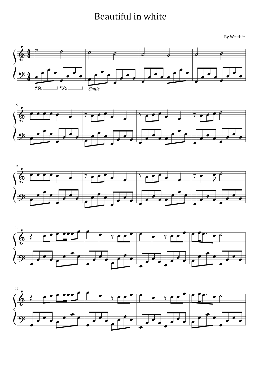 Beautiful In White (arr. poon)