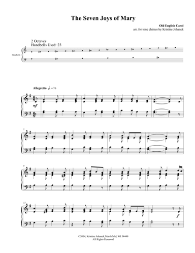 The Seven Joys of Mary (2 octave. Reproducible) (arr. Kristine Johanek)
