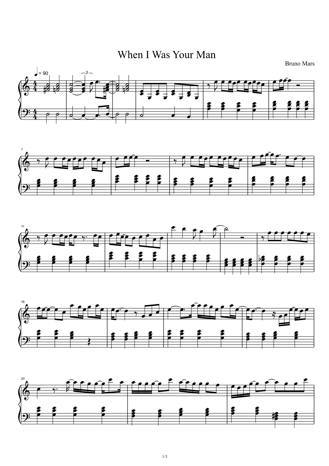 When I Was Your Man (arr. Bruno Mars)