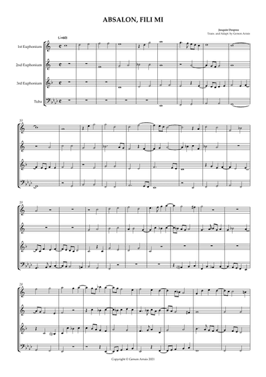 ABSALON, FILI MI - Josquin Desprez - for Low Brass Quartet - Score and Parts (arr. Gerson Arrais)
