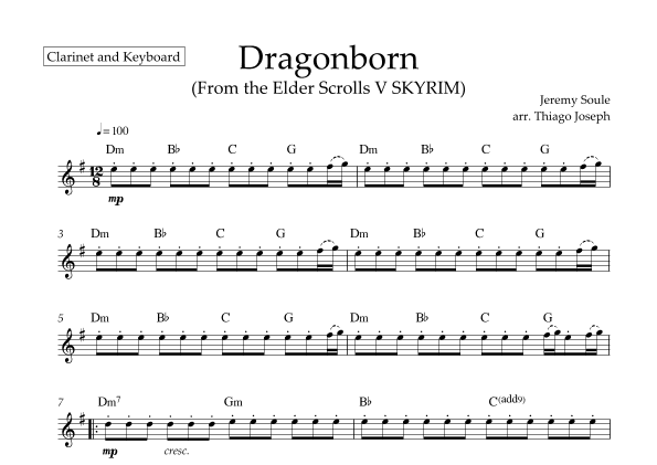 Dragonborn (skyrim Theme) (arr. Thiago Joseph)