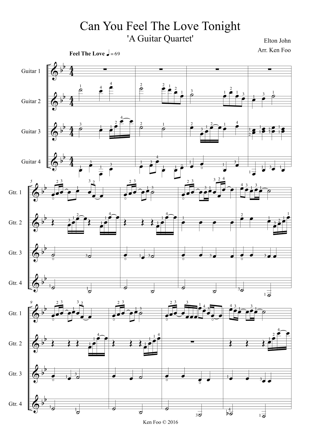 Can You Feel The Love Tonight - Score Only (arr. Ken Foo)