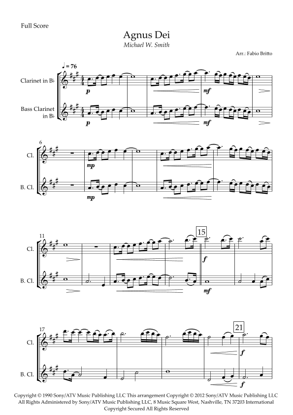 Agnus Dei (arr. Fabio Britto)