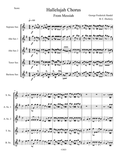 Hallelujah Chorus from Messiah (Sax Quintet) (arr. B. C. Dockery)