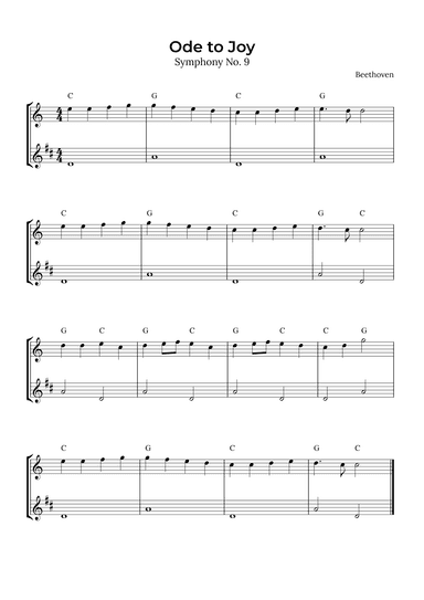 Ode to Joy (Flute and Clarinet with chords) (arr. Alex Nunes Rodrigues)
