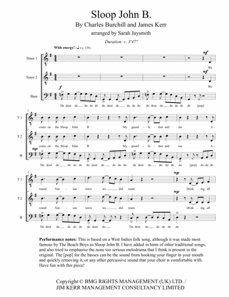 Sloop John B (arr. Sarah Jaysmith)