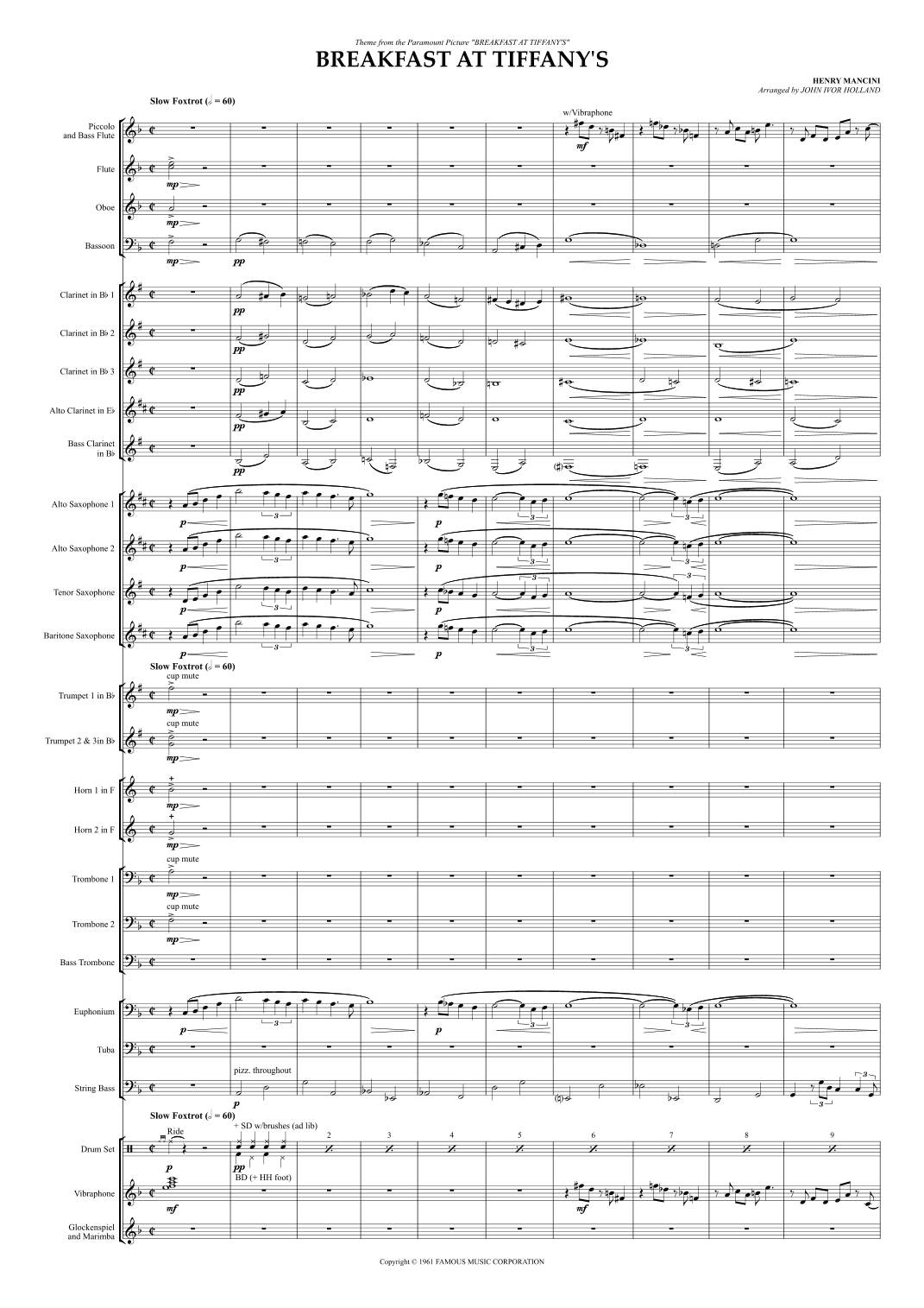 Breakfast At Tiffany's (arr. John Ivor Holland)
