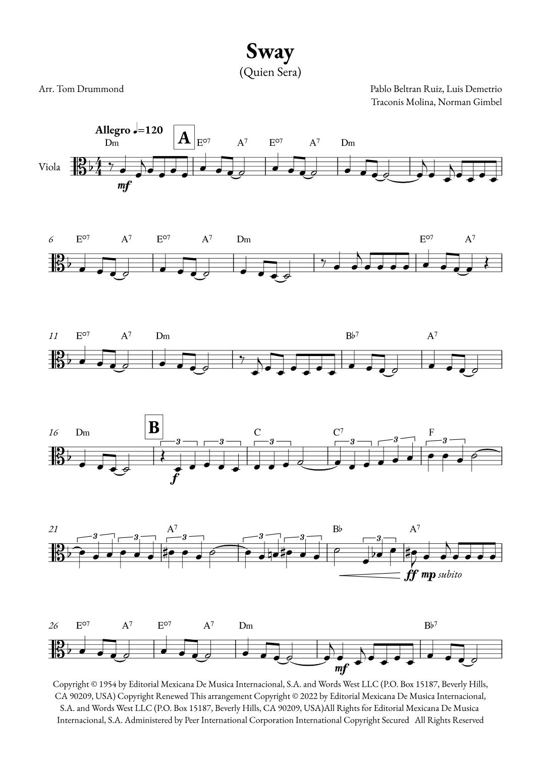 Sway (quien Sera) (arr. Tom Drummond)