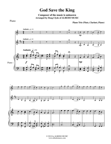 God Save the King  for Flute, Clarinet & Piano (arr. Doug Clyde)