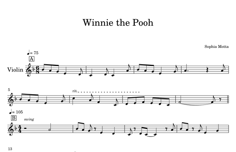 Winnie The Pooh (arr. Sophia Motta)