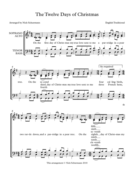 The Twelve Days of Christmas (arr. Nick Schurmann)