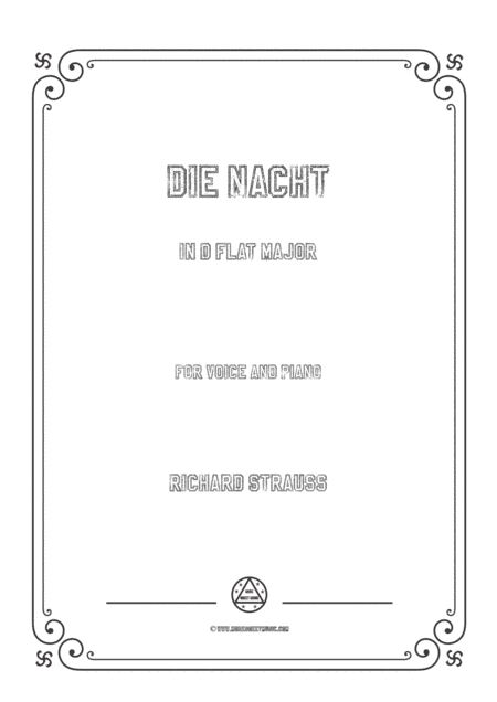 Richard Strauss-Die Nacht in D flat Major,for Voice and Piano (arr. MSM)