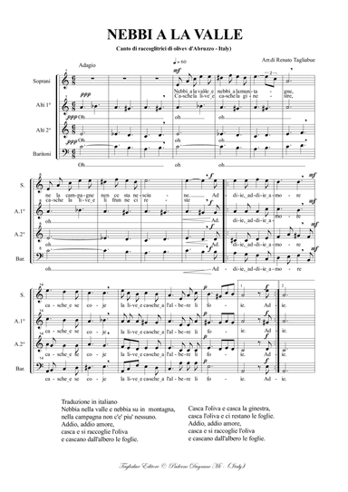 NEBBI A LA VALLE - Popular song from Abruzzo (Italy) (arr. Renato Tagliabue)