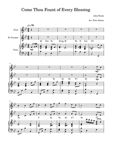 Come Thou Fount of Every Blessing (Flute and Trumpet Duet) (arr. Tyler Adams)