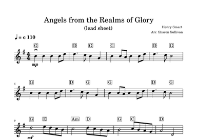 Angels from the Realms of Glory (large print lead sheet in G major) (arr. Sharon Sullivan)