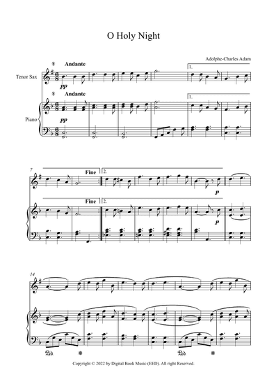 O Holy Night - Adolphe-Charles Adam (Tenor Sax + Piano) (arr. Digital Book Music)