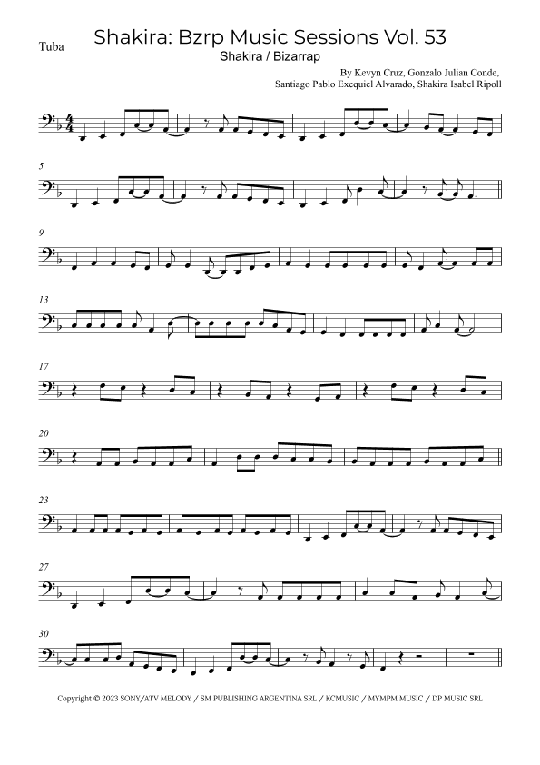 Shakira: Bzrp Music Sessions Vol. 53 (arr. Alex Nunes Rodrigues)