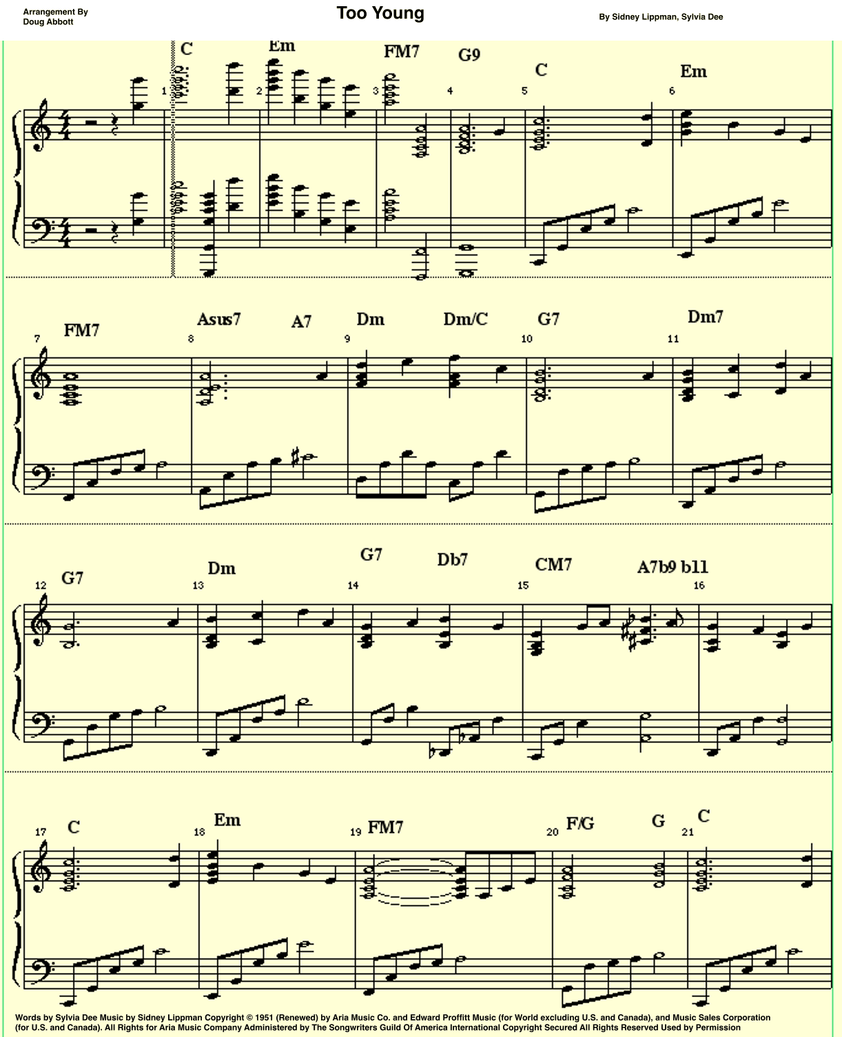 Too Young (arr. Doug Abbott)