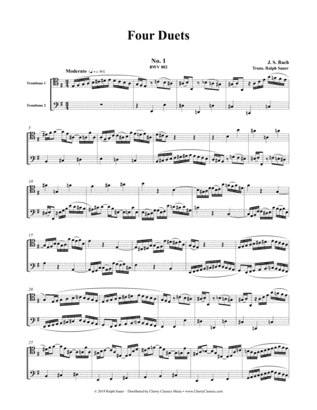 Bach - Four Duets for Two Trombones BWV 802-805 (arr. Sauer, Ralph)