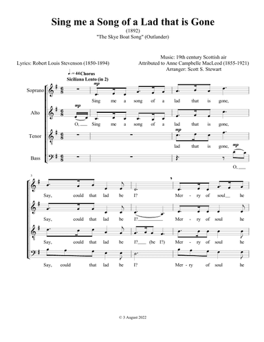Sing me a Song of a Lad who is Gone (The Skye Boat Song) (arr. Scott S. Stewart)