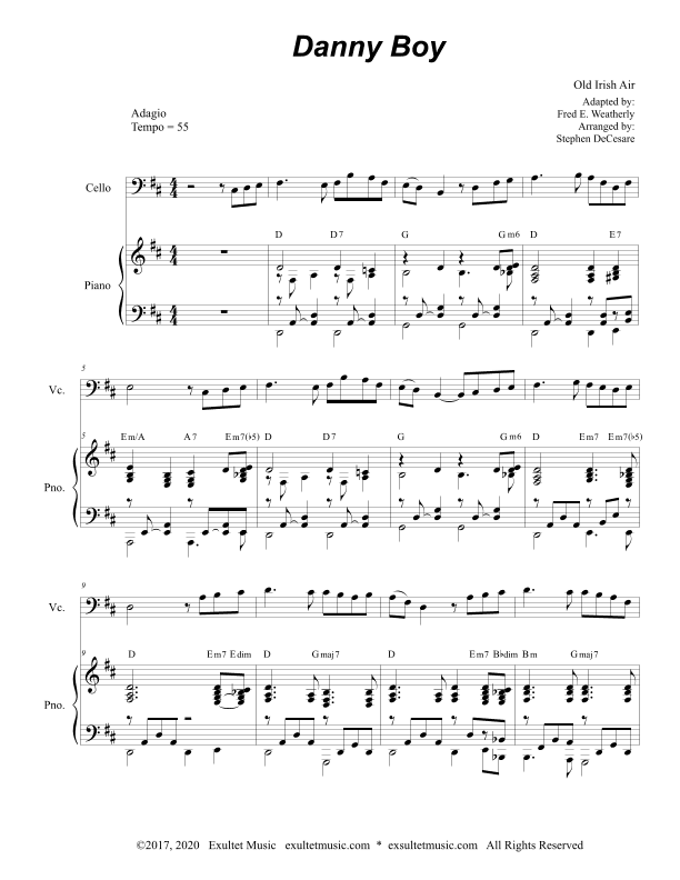 Danny Boy (for Cello Solo and Piano) (arr. Stephen DeCesare)