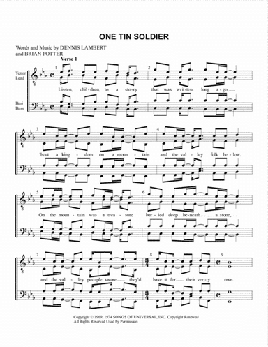 One Tin Soldier (arr. Tom Gentry)
