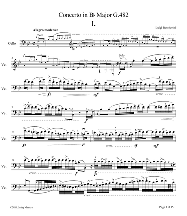 Cello Concerto, No. 9 in B-flat Major, G. 482 (Boccherini) (arr. String Masters)