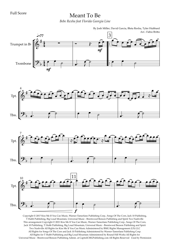 Meant To Be (arr. Fabio Britto)