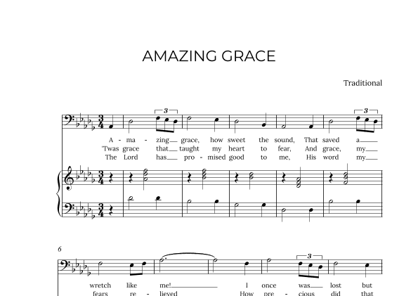 AMAZING GRACE - for piano and baritone in Db major (arr. Alex Nunes Rodrigues)