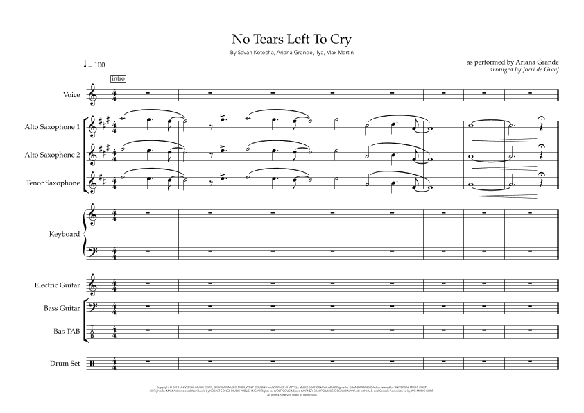 No Tears Left To Cry (arr. Joeri de Graaf Muziekproducties)