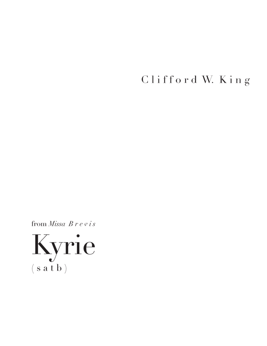 Kyrie (from "Missa Brevis") ( s a t b )