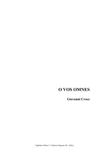 CROCE GIOVANNI - O VOS OMNES - For SATB Choir