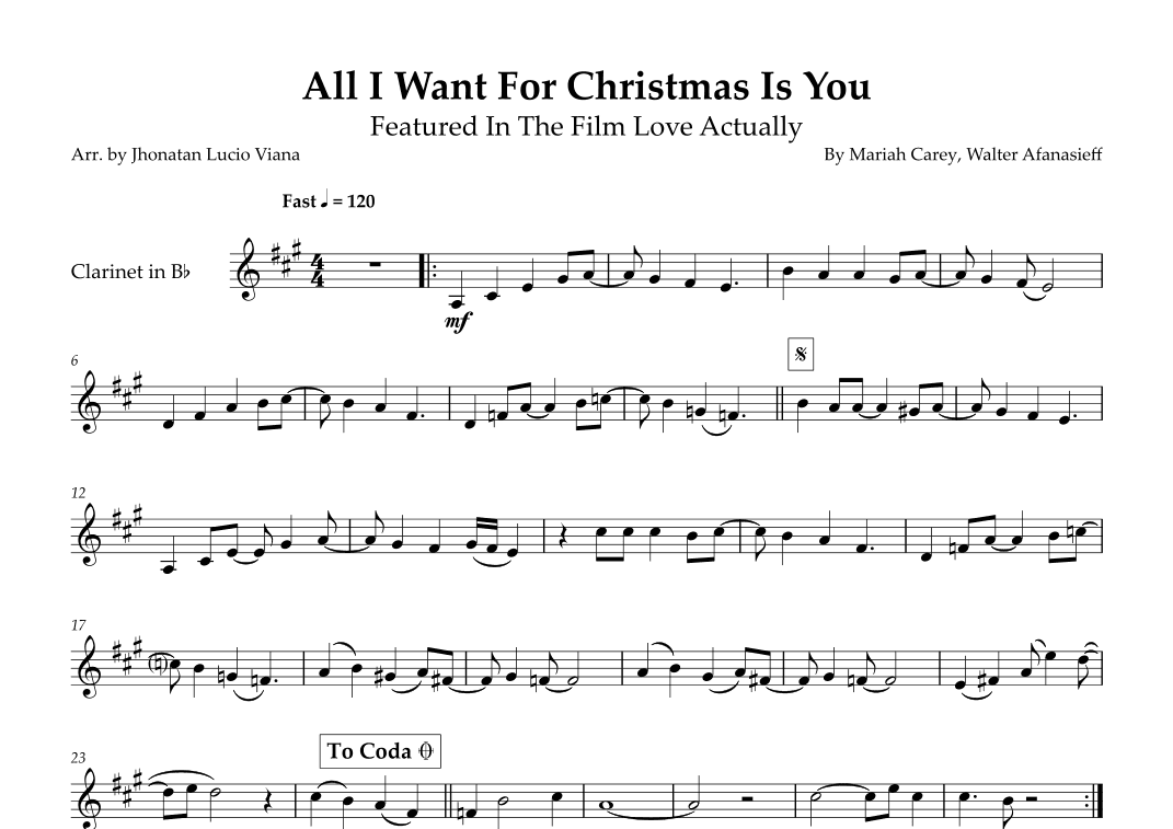 All I Want For Christmas Is You (arr. Jhonatan Lucio Viana)