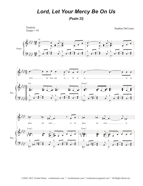 Lord, Let Your Mercy Be On Us (Psalm 33) (Unison choir - High Key)