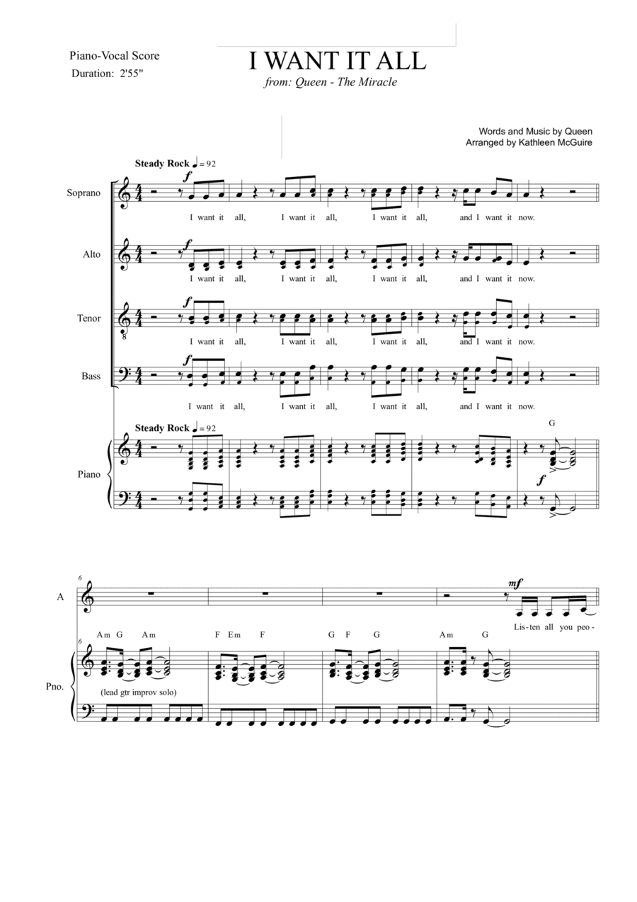 I Want It All (arr. Kathleen McGuire)
