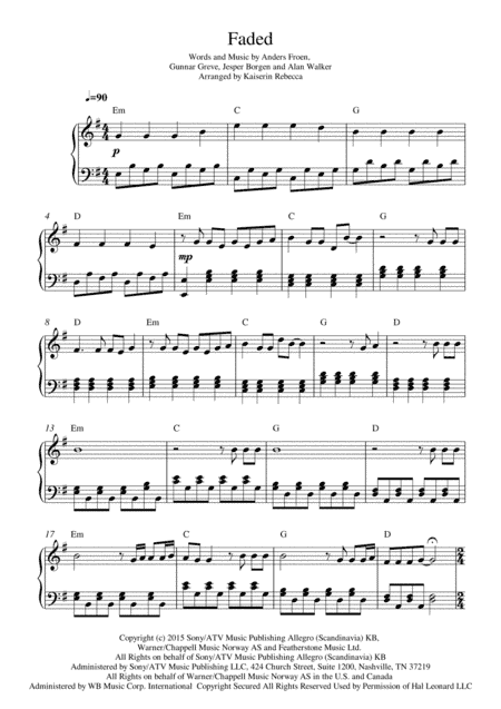 Faded (arr. Kaiserin Rebecca)