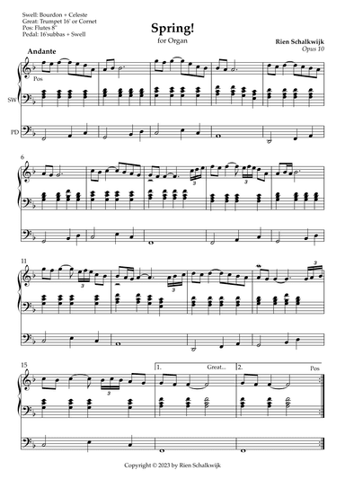 Spring! (for organ), Opus 10