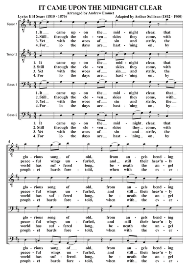 It Came Upon The Midnight Clear A Cappella TTBB (arr. Andrew Emmet)