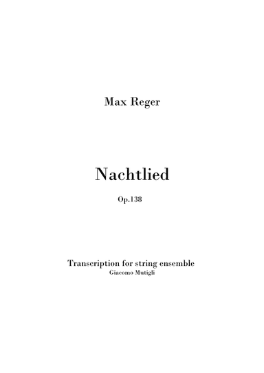Nachtlied Op.138  - Score Only (arr. Giacomo Mutigli)