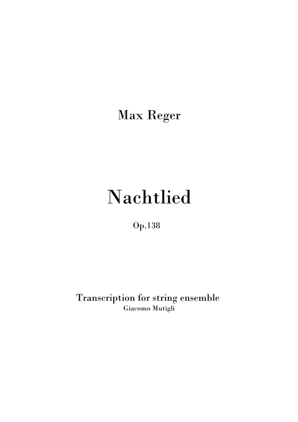 Nachtlied Op.138  - Score Only (arr. Giacomo Mutigli)