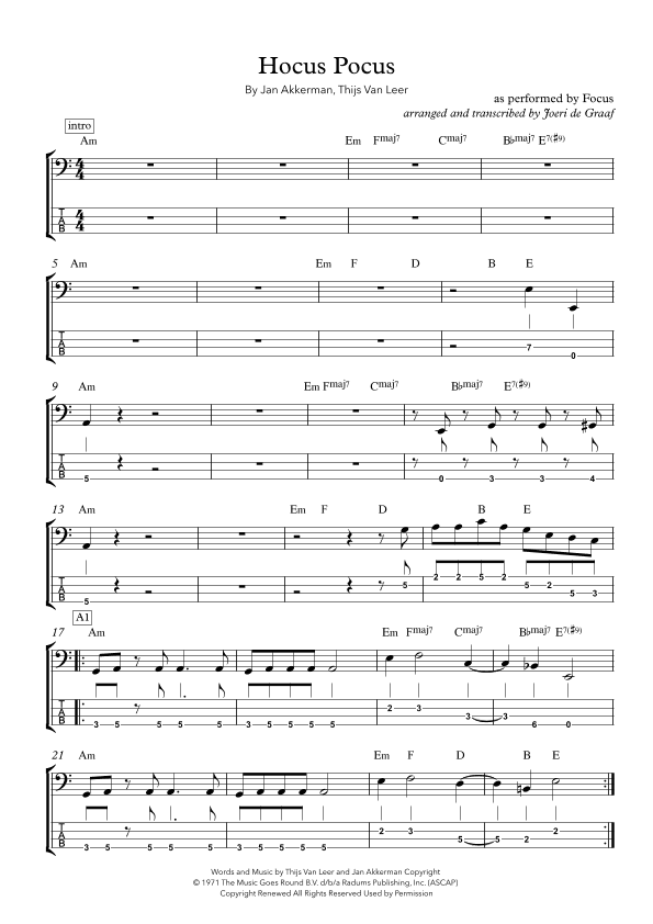 Hocus Pocus (arr. Joeri de Graaf)