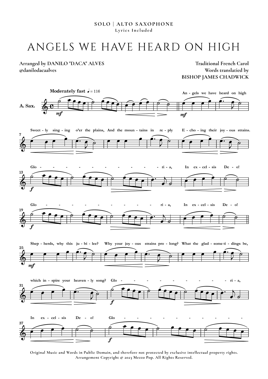 Angels We Have Heard On High (arr. Danilo "Daca" Alves)